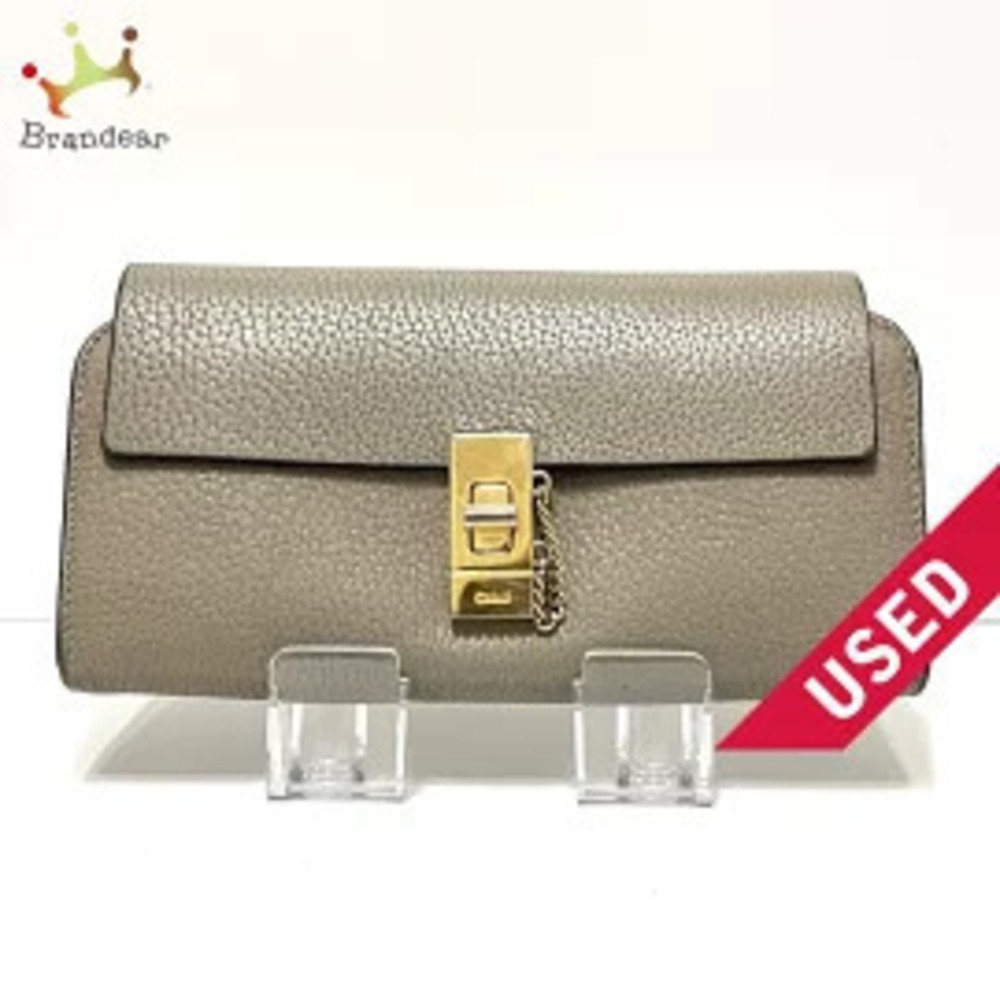 Chloe Drew Long Wallet Gray Leather